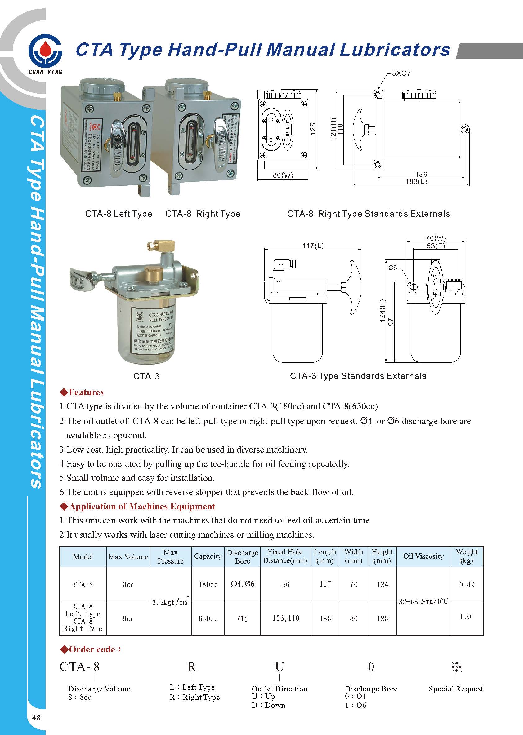 Chen Ying CTA Type Hand-pull Manual Lubricators Cta-3 for sale online 